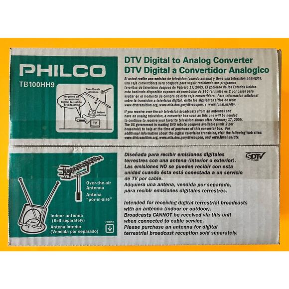 PHILCO DTV Digital to Analog TV Converter TB100HH9 - NEW IN BOX FACTORY SEALED - Picture 2 of 5